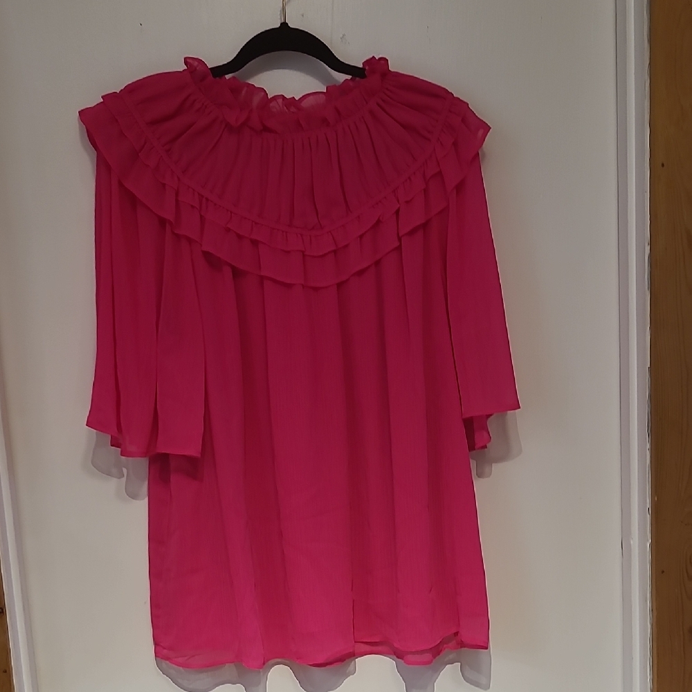 Cato Vibrant Pink Ruffle Blouse